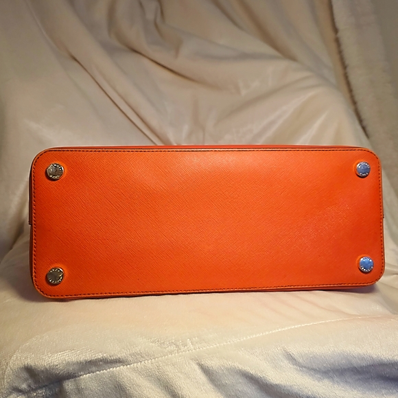 Michael Kors Cindy Medium Dome Satchel - Mandarin Saffiano Leather - Picture 12 of 16